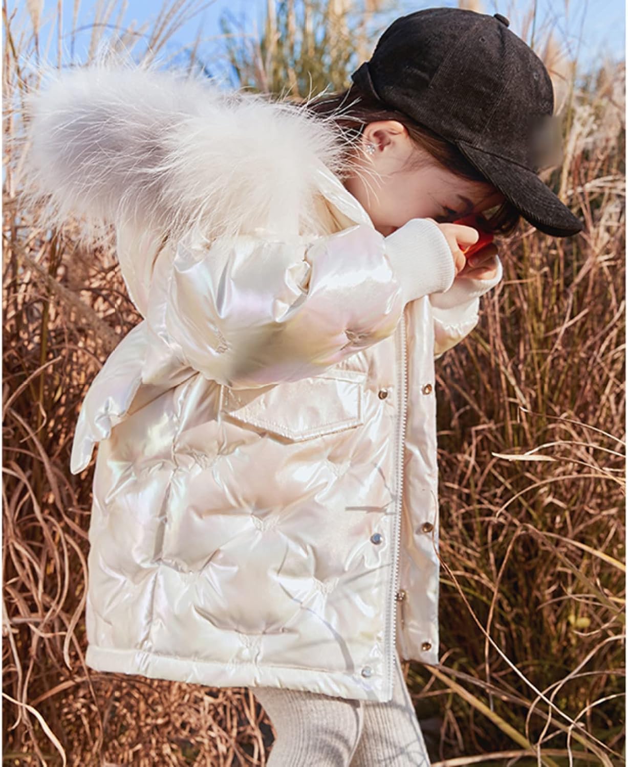 yori フード付きベージュジャンパー　ベビーピンク KAPE1] キッズ ダウンコート ファスナー ダウンジャケット 子供